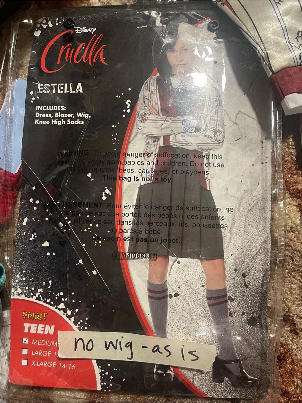 Disney Cruella Estella Costume - Black, White & Red Accents